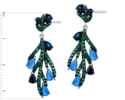 Kolczyki srebrne z cyrkoniami i szlifowanym szkłem