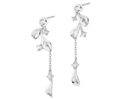 Kolczyki srebrne z cyrkoniami - liście