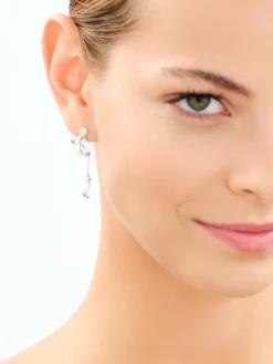 Kolczyki srebrne z cyrkoniami - liście