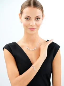 Kolczyki srebrne z cyrkoniami - liście