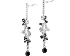 Kolczyki srebrne z cyrkoniami i szlifowanym szkłem - motyle