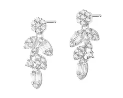 Kolczyki srebrne z cyrkoniami - liście