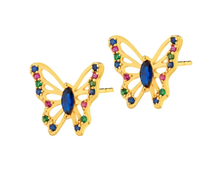 Kolczyki srebrne z cyrkoniami - motyle