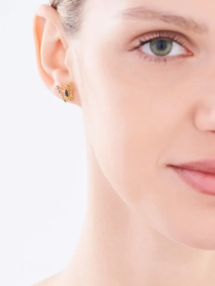 Kolczyki srebrne z cyrkoniami - motyle