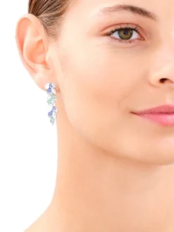 Kolczyki srebrne z cyrkoniami - liście