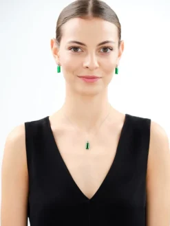 Kolczyki srebrne z cyrkoniami i szlifowanym szkłem