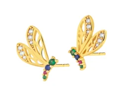 Kolczyki srebrne z cyrkoniami - ważki