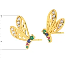 Kolczyki srebrne z cyrkoniami - ważki