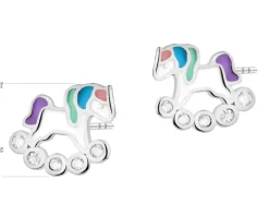 Kolczyki srebrne z cyrkoniami i emalią - jednorożce