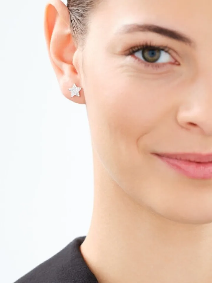 Kolczyki srebrne z cyrkoniami - gwiazdy