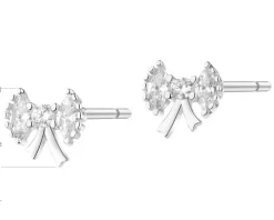 Kolczyki srebrne z cyrkoniami - kokardki