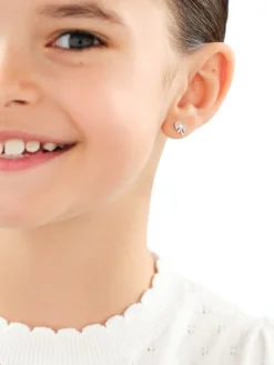 Kolczyki srebrne z cyrkoniami - kokardki