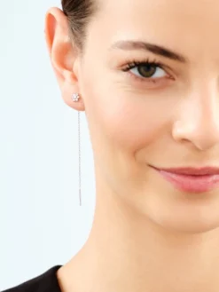 Kolczyki srebrne z cyrkoniami - kwiaty