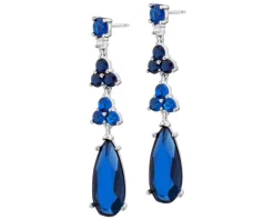 Kolczyki srebrne z cyrkoniami i szlifowanym szkłem