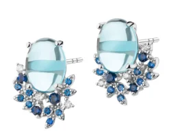 Kolczyki srebrne z cyrkoniami i szlifowanym szkłem