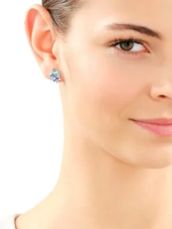 Kolczyki srebrne z cyrkoniami i szlifowanym szkłem