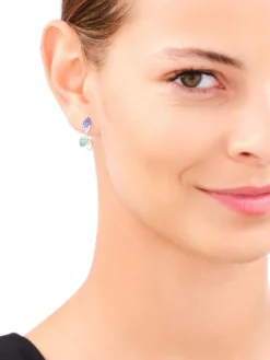 Kolczyki srebrne z cyrkoniami - liście