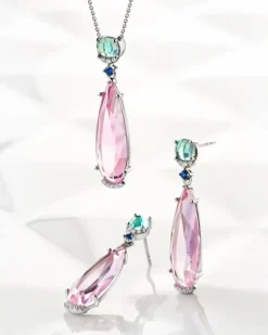 Kolczyki srebrne z cyrkoniami i szlifowanym szkłem