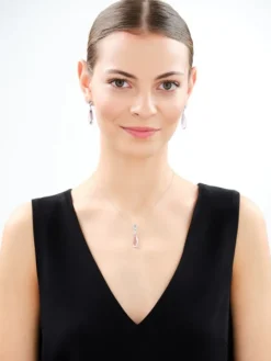 Kolczyki srebrne z cyrkoniami i szlifowanym szkłem