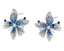 Kolczyki srebrne z cyrkoniami - kwiaty