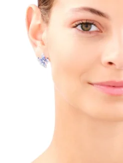 Kolczyki srebrne z cyrkoniami - kwiaty