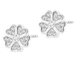 Kolczyki srebrne z cyrkoniami - kwiaty