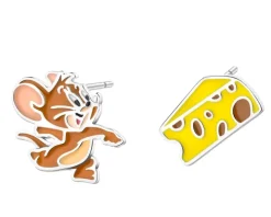 Kolczyki srebrne z emalią -  Tom and Jerry, Jerry, Warner Bros. Discovery