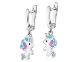 Kolczyki srebrne z emalią - jednorożce
