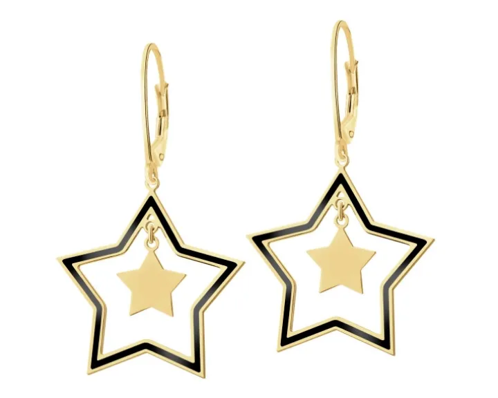 Kolczyki srebrne z emalią - gwiazda