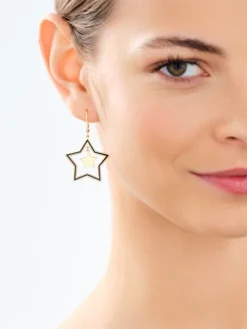 Kolczyki srebrne z emalią - gwiazda