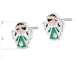 Kolczyki srebrne z emalią - aniołki