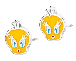 Kolczyki srebrne z emalią - Looney Tunes, Tweety, Warner Bros. Discovery