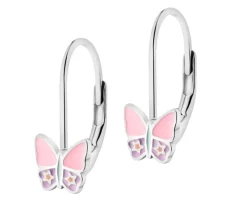 Kolczyki srebrne z emalią - motyle