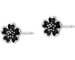 Kolczyki srebrne z emalia - kwiaty