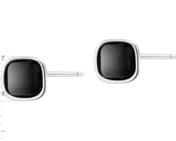 Kolczyki srebrne z onyksem - kwadraty