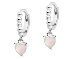 Kolczyki srebrne z opalami - serca, koła