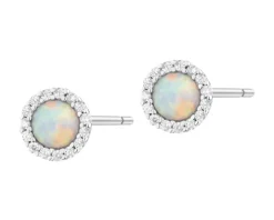 Kolczyki srebrne z opalami i cyrkoniami - koła