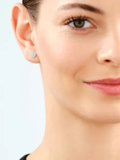 Kolczyki srebrne z opalami i cyrkoniami - koła