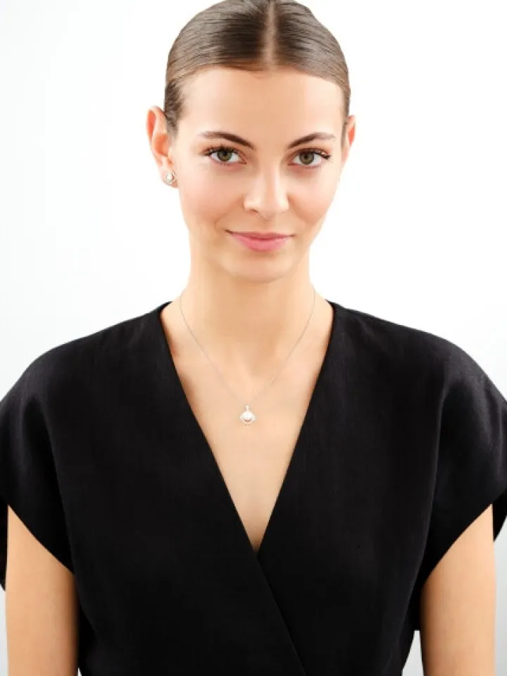 Kolczyki srebrne z perłami i cyrkoniami