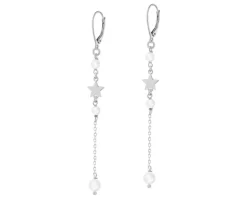 Kolczyki srebrne z perłami - gwiazdy