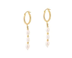 Kolczyki srebrne z perłami - koła, kulki