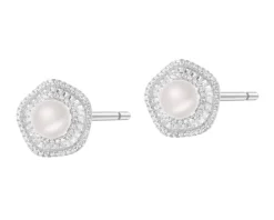 Kolczyki srebrne z perłami i cyrkoniami