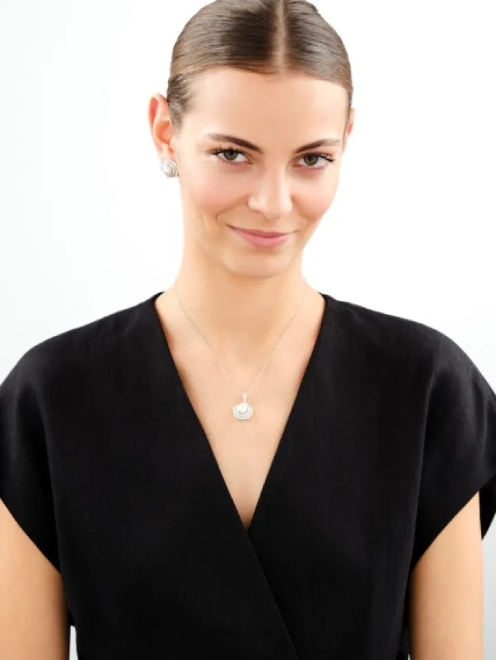 Kolczyki srebrne z perłami i cyrkoniami