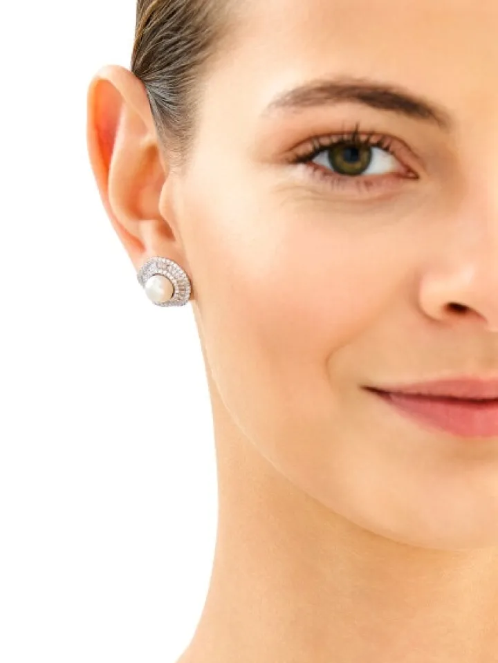 Kolczyki srebrne z perłami i cyrkoniami