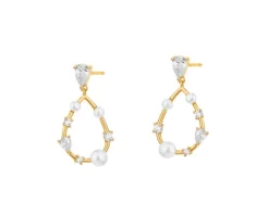 Kolczyki srebrne z perłami i cyrkoniami