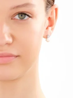 Kolczyki srebrne z perłami i cyrkoniami