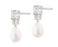 Kolczyki srebrne z perłami i cyrkoniami