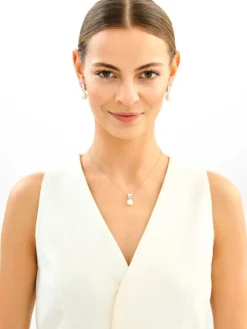 Kolczyki srebrne z perłami i cyrkoniami