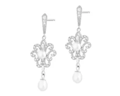 Kolczyki srebrne z perłami i cyrkoniami