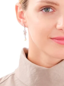 Kolczyki srebrne z perłami i cyrkoniami